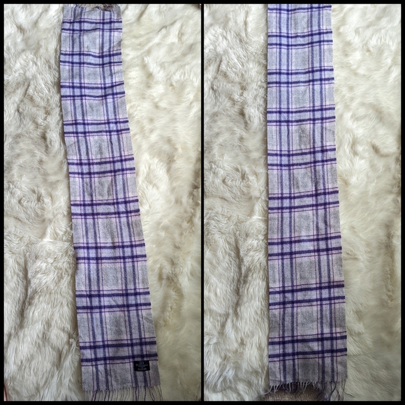 Final Price EUC Ballantrae Edinburg 100% Lambswool Plaid Scarf in Purple - Picture 2 of 7